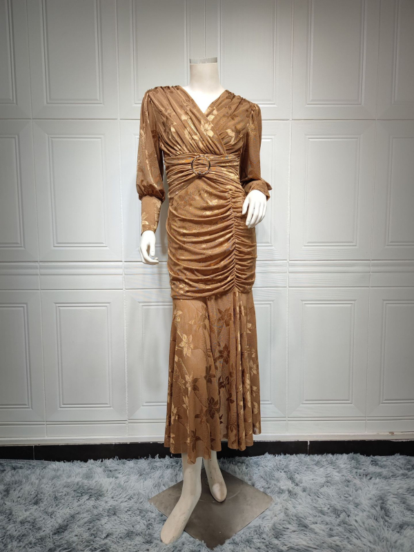 MQ042 Γυναικεία Ρούχα Ευρώπης και Αμερικής 2022 Amazon Μόδα Μέσης Ανατολής Γυναικεία Ρούχα Street Tide Τσάντα με V λαιμόκοψη και λάστιχο, φούστα ισχίου