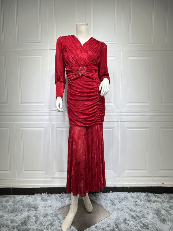 MQ042 2022 európai és amerikai női ruházat Amazon közel-keleti divat női ruházat Street Tide V-nyakú, magas elasztikus táska, csípőszoknya