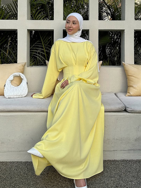 Elegáns és méltóságteljes, egyszínű, egyszerű stílusú, hátpántos, rakott derekú ruha, határokon átnyúló európai és amerikai külkereskedelem, 2025 új stílus