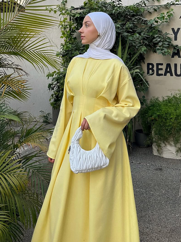 Elegáns és méltóságteljes, egyszínű, egyszerű stílusú, hátpántos, rakott derekú ruha, határokon átnyúló európai és amerikai külkereskedelem, 2025 új stílus