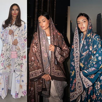 Mq223 Skromni kardigan s printom i maramom za glavu, Amazonski set od dva dijela, Bliski istok, Dubai, Abaya jakna