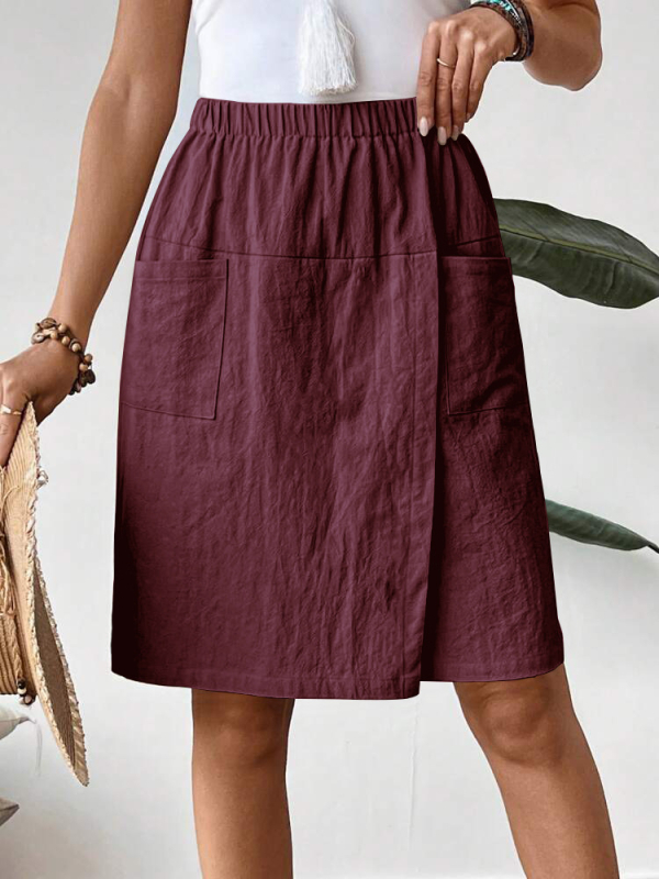 Raktáron 2025 Új európai és amerikai Amazon Független Oldal Egyszínű Többszínű Zsebes Női Lezser Nadrág Szoknya Rövidnadrág