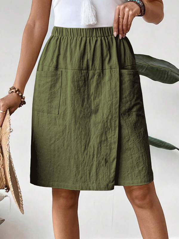 Raktáron 2025 Új európai és amerikai Amazon Független Oldal Egyszínű Többszínű Zsebes Női Lezser Nadrág Szoknya Rövidnadrág