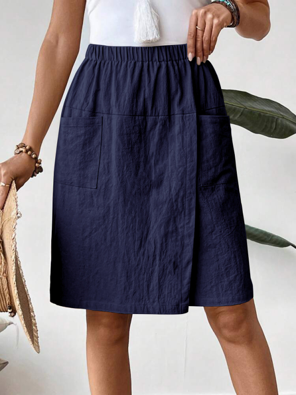 Raktáron 2025 Új európai és amerikai Amazon Független Oldal Egyszínű Többszínű Zsebes Női Lezser Nadrág Szoknya Rövidnadrág