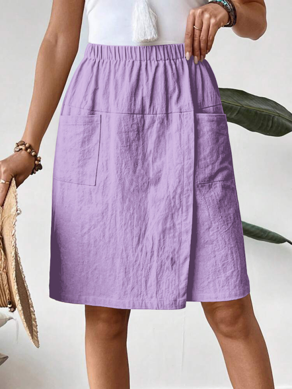 Raktáron 2025 Új európai és amerikai Amazon Független Oldal Egyszínű Többszínű Zsebes Női Lezser Nadrág Szoknya Rövidnadrág