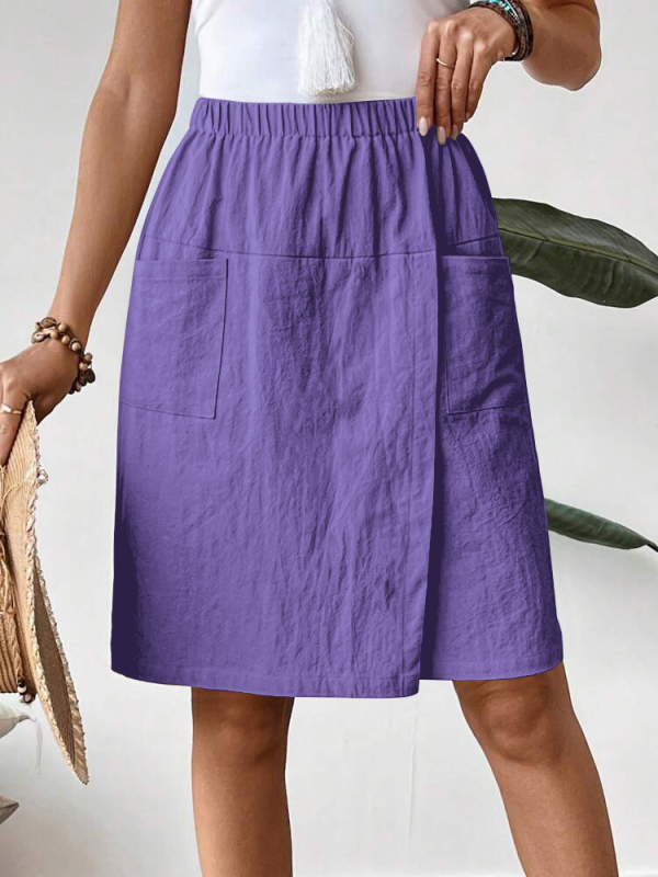 Raktáron 2025 Új európai és amerikai Amazon Független Oldal Egyszínű Többszínű Zsebes Női Lezser Nadrág Szoknya Rövidnadrág