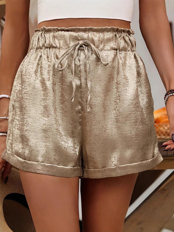 2025 Nyári Új, Határokon Átnyúló Női Ruházat Amazon Wish Európai és Amerikai Egyszínű Laza Alkalmi Divat Női Rövidnadrágok