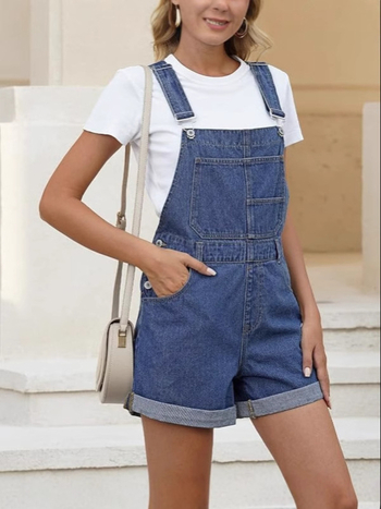 Amazon 2025 Νέα γυναικεία τζιν φόρμα με ρυθμιζόμενο ιμάντα ώμου και ψηλή μέση, τζιν ιμάντα