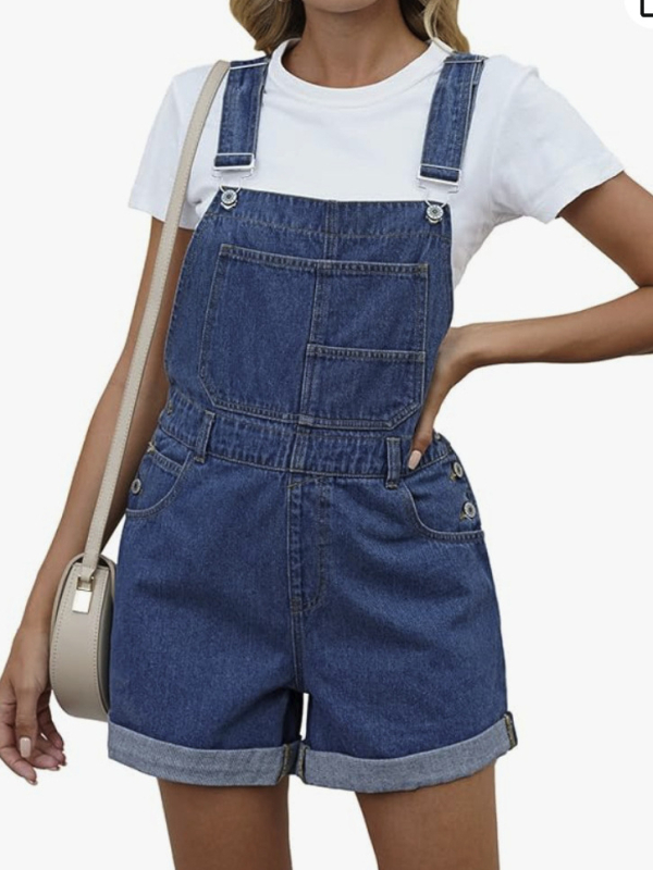 Amazon 2025 új női farmer overál alkalmi állítható vállpántos, magas derekú kantáros farmer pánt