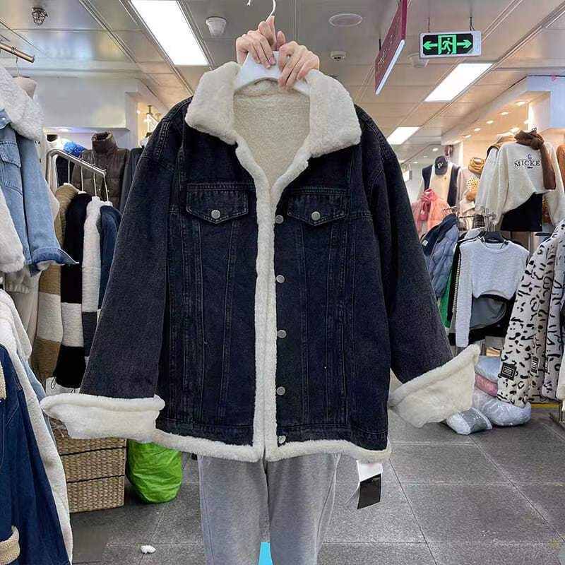 Amazon őszi és téli új laza polár farmerdzseki női külkereskedelmi lezser egysoros kétoldalas kabát pamutdzseki