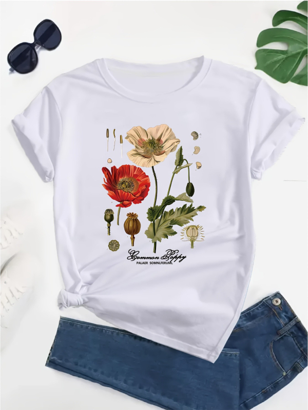 2025-ös határokon átnyúló pamut póló, Aliexpress, Amazon, női rövid ujjú, divatos, lezser, kerek nyakú, Temu női póló