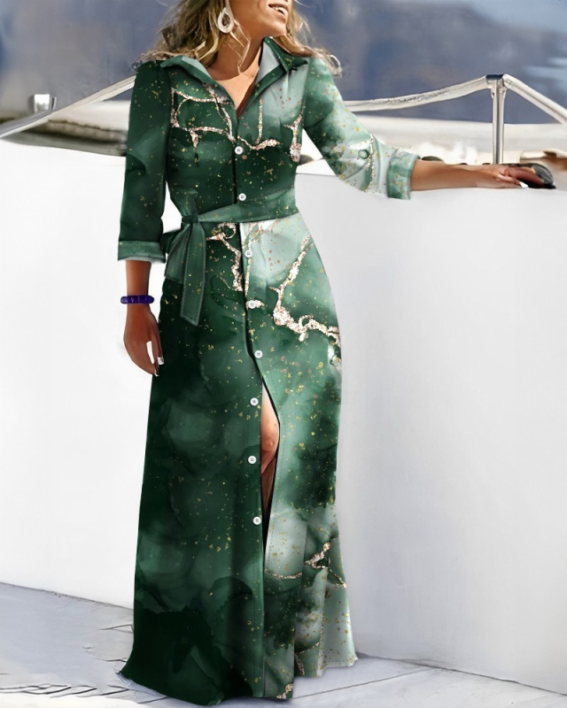 Fűzős ingruha Etnikai stílusú afrikai népszerű női hosszú szoknya hosszú ujjú gombos öves ingszoknya