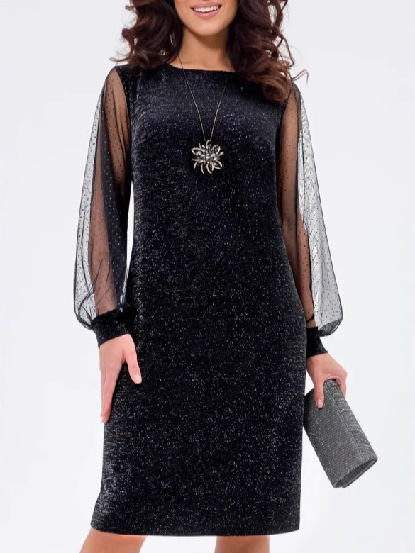 Határokon átnyúló, Európa és az Egyesült Államok közötti új, hosszú ujjú, hálós, ezüst poröltéssel készült, nehézipari, kerek nyakú, elegáns, divatos, minőségi szoknya.