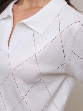 2025 Amazon Aliexpress határokon átnyúló kötött európai és amerikai női ruházat tavaszi és nyári új pólógalléros rövid ujjú kötött felsők