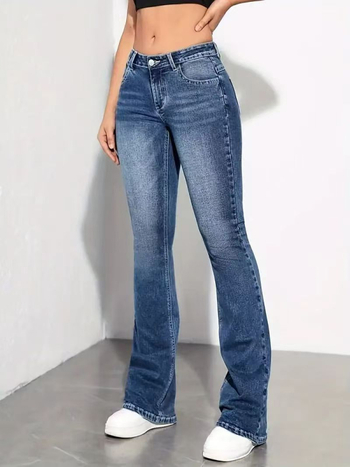 Határokon átnyúló európai és amerikai női divatos, bő szárú farmer 2025-ös nyári új, retró, mosott, rugalmas, hosszú farmer