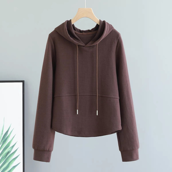 Tavaszi és őszi új kapucnis pulóver rövid kabát női hongkongi stílusú forró lány karcsúsított sportpulóver hétköznapi hosszú ujjú felső divatos
