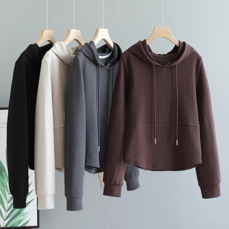 Tavaszi és őszi új kapucnis pulóver rövid kabát női hongkongi stílusú forró lány karcsúsított sportpulóver hétköznapi hosszú ujjú felső divatos