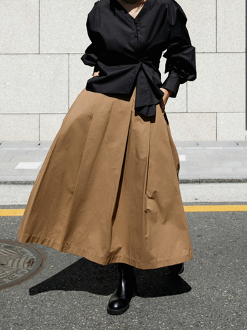 Női A-vonalú szoknya, középhosszú, európai és amerikai divatos, lezser szoknya, mindenhez illő, nagy szárú, elegáns, laza szoknya