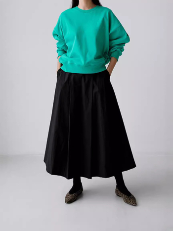 Női A-vonalú szoknya, középhosszú, európai és amerikai divatos, lezser szoknya, mindenhez illő, nagy szárú, elegáns, laza szoknya