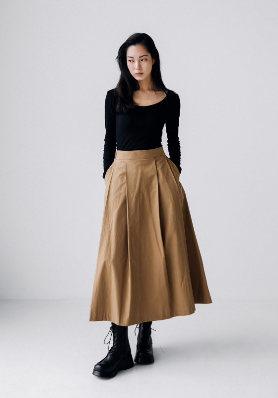 Női A-vonalú szoknya, középhosszú, európai és amerikai divatos, lezser szoknya, mindenhez illő, nagy szárú, elegáns, laza szoknya