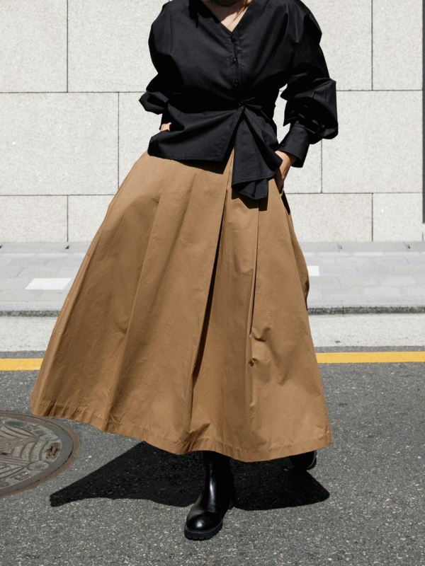 Női A-vonalú szoknya, középhosszú, európai és amerikai divatos, lezser szoknya, mindenhez illő, nagy szárú, elegáns, laza szoknya