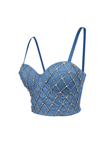 Μικρό γιλέκο με τζιν, γυναικείες τιράντες, πλήρως χειροποίητες με διαμάντια, μοντέρνες και σέξι τιράντες Db1628