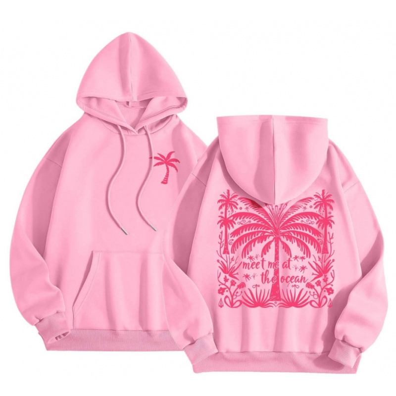 Cross-Border 2025 tavaszi és őszi bársony női pulóver, menetes mandzsettával, szegéllyel, laza, meleg, kapucnis pulóver, női mintás