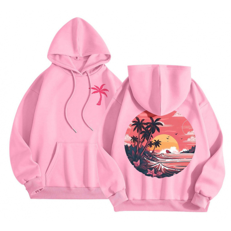 Cross-Border 2025 tavaszi és őszi bársony női pulóver, menetes mandzsettával, szegéllyel, laza, meleg, kapucnis pulóver, női mintás