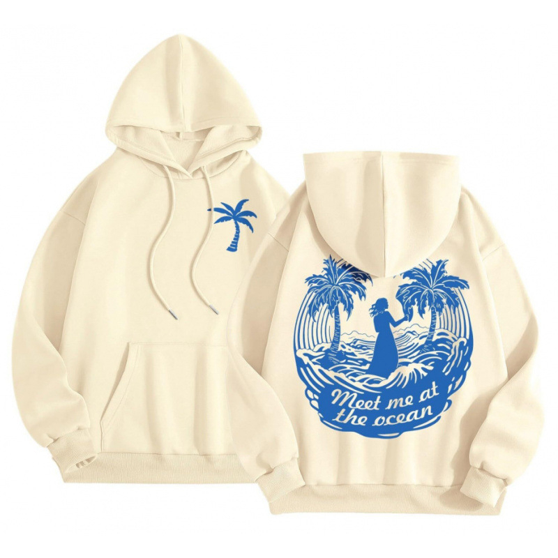 Cross-Border 2025 tavaszi és őszi bársony női pulóver, menetes mandzsettával, szegéllyel, laza, meleg, kapucnis pulóver, női mintás