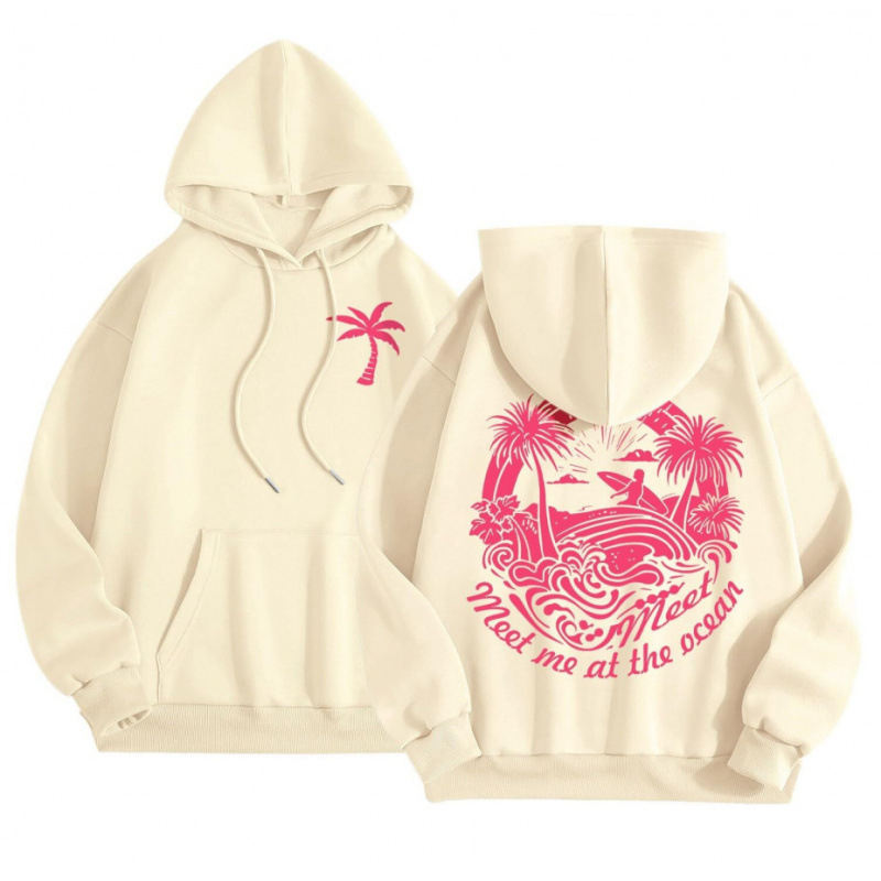 Cross-Border 2025 tavaszi és őszi bársony női pulóver, menetes mandzsettával, szegéllyel, laza, meleg, kapucnis pulóver, női mintás