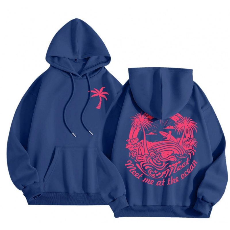 Cross-Border 2025 tavaszi és őszi bársony női pulóver, menetes mandzsettával, szegéllyel, laza, meleg, kapucnis pulóver, női mintás