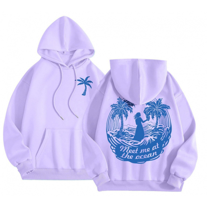 Cross-Border 2025 tavaszi és őszi bársony női pulóver, menetes mandzsettával, szegéllyel, laza, meleg, kapucnis pulóver, női mintás