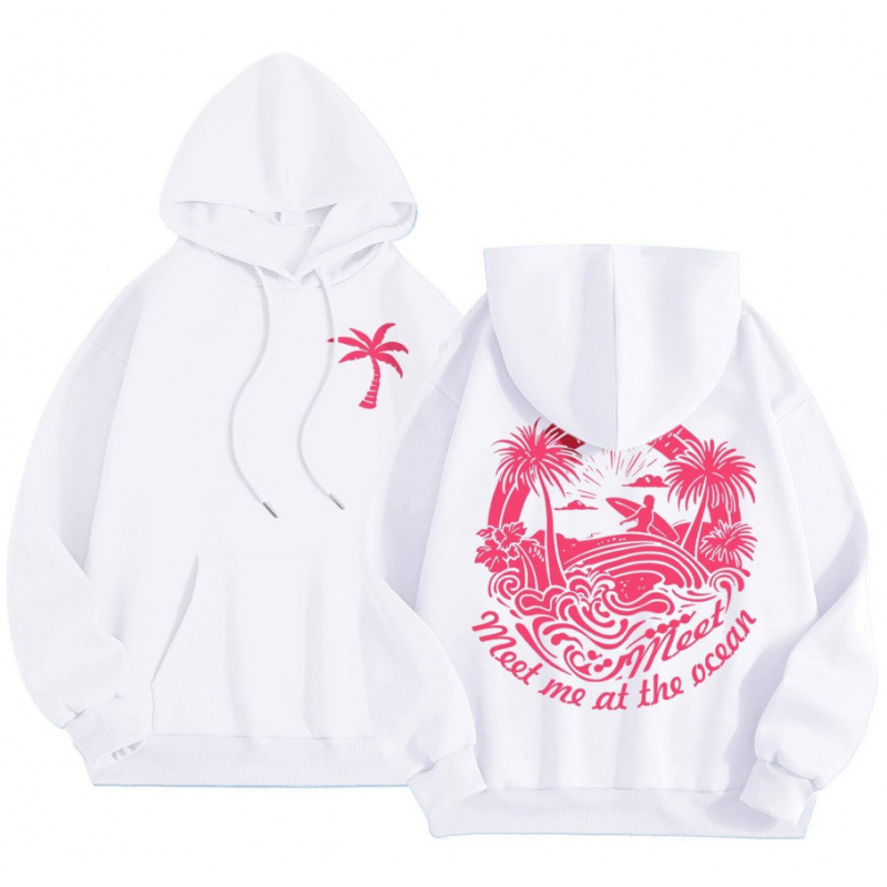 Cross-Border 2025 tavaszi és őszi bársony női pulóver, menetes mandzsettával, szegéllyel, laza, meleg, kapucnis pulóver, női mintás