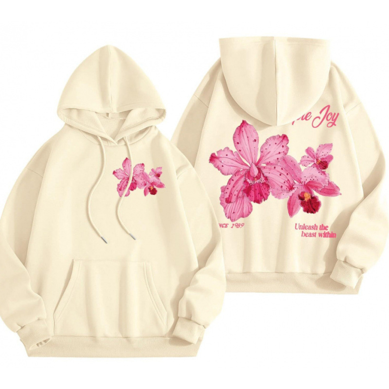 Cross-Border 2025 tavaszi és őszi bársony női pulóver, menetes mandzsettával, szegéllyel, laza, meleg, kapucnis pulóver, női mintás