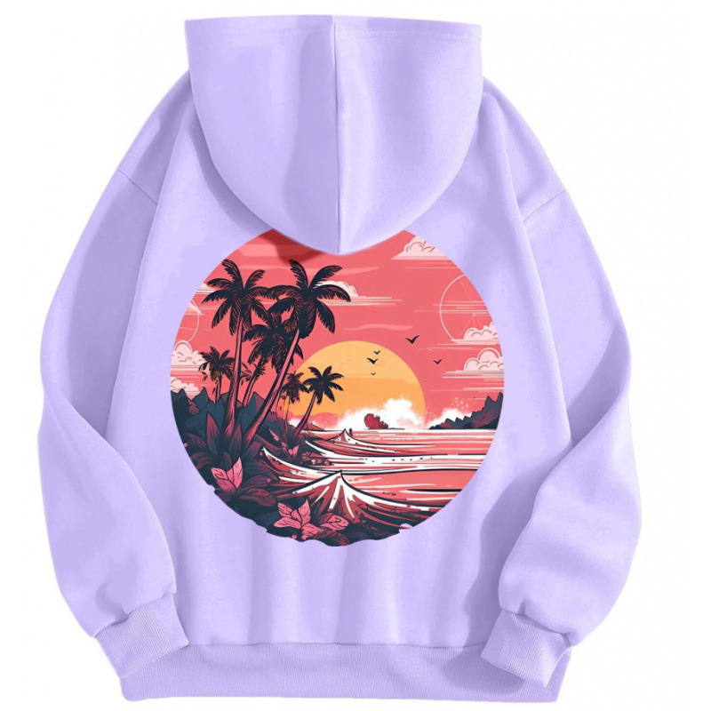 Cross-Border 2025 tavaszi és őszi bársony női pulóver, menetes mandzsettával, szegéllyel, laza, meleg, kapucnis pulóver, női mintás