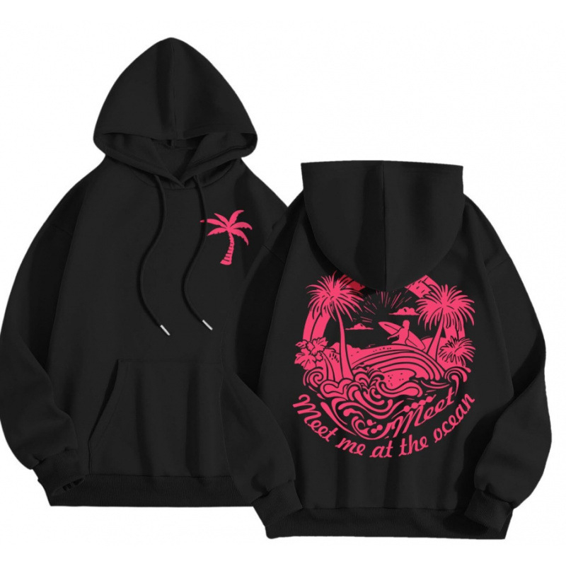 Cross-Border 2025 tavaszi és őszi bársony női pulóver, menetes mandzsettával, szegéllyel, laza, meleg, kapucnis pulóver, női mintás