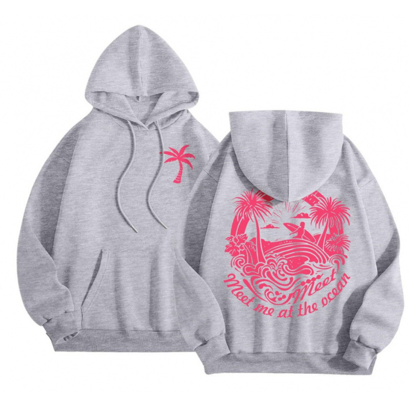 Cross-Border 2025 tavaszi és őszi bársony női pulóver, menetes mandzsettával, szegéllyel, laza, meleg, kapucnis pulóver, női mintás