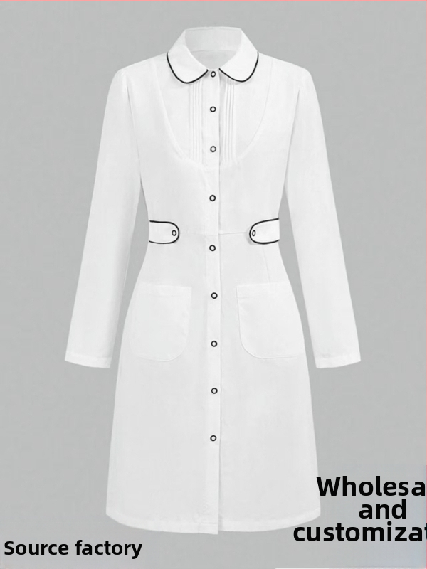 Guangzhou suvine uus naisterõivaste naiste pikkade varrukatega valge mantel elegantne õhuke mood meditsiiniline tööriiete jope