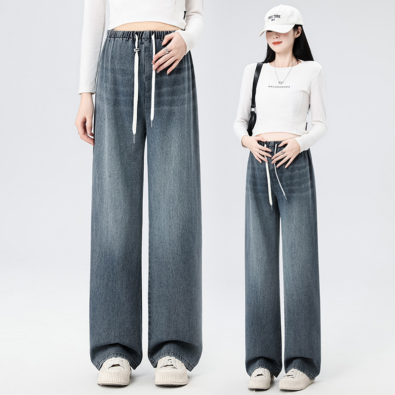 Rasedusrõivad 2025. aasta kevadeks uued Korea moe pingutusnööriga teksad, millel pole tuge kõhtule ja rasedatele naistele