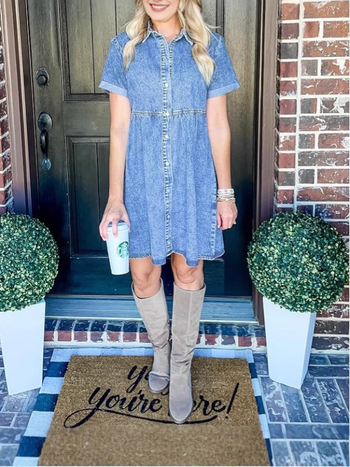 2025 Amazon AliExpress Euroopa ja Ameerika Ühendriikide väliskaubanduse suvised uued naiste teksariidest lühikeste varrukatega kleit-seeliku tootjad