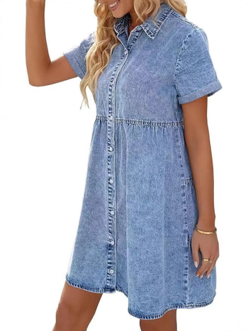 2025 Amazon AliExpress Euroopa ja Ameerika Ühendriikide väliskaubanduse suvised uued naiste teksariidest lühikeste varrukatega kleit-seeliku tootjad