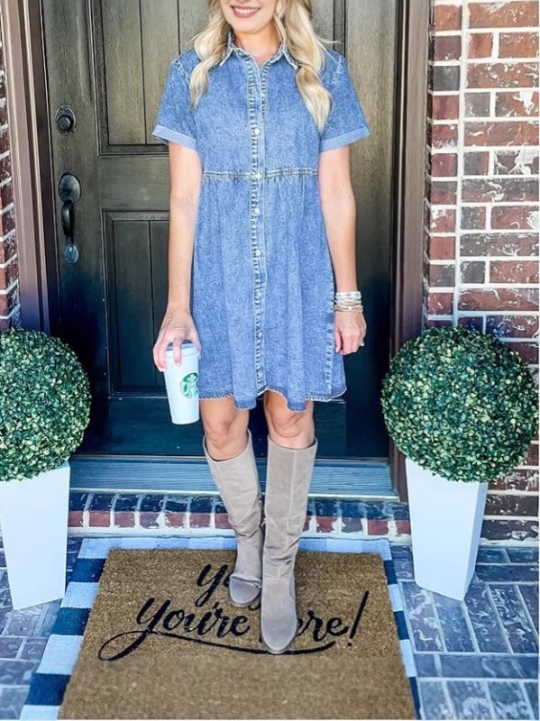 2025 Amazon AliExpress Euroopa ja Ameerika Ühendriikide väliskaubanduse suvised uued naiste teksariidest lühikeste varrukatega kleit-seeliku tootjad