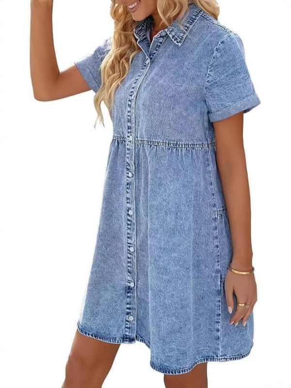 2025 Amazon AliExpress Euroopa ja Ameerika Ühendriikide väliskaubanduse suvised uued naiste teksariidest lühikeste varrukatega kleit-seeliku tootjad