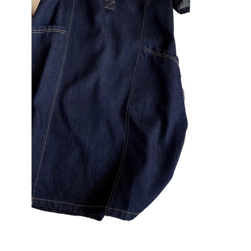 Pólóhajtókás, hétköznapi, középhosszú, farmer, rövid ujjú, egyenes, A-vonalú szoknya, kicsi, vékony, 2025-ös nyár