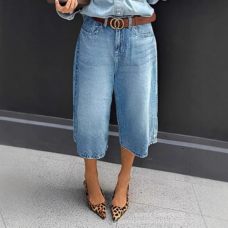 Határokon átnyúló népszerű színátmenetes farmer rövidnadrágok, mosott retró, sokoldalú, bő, egyenes, háromnegyedes, nagy méretű nadrágok