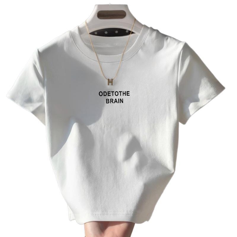 Amerikai stílusú vállpántos rövid ujjú póló női nyári, karcsúsító, egyszínű, mindenhez illő, belső rövid, kerek nyakú felső