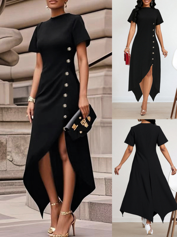 Prekogranična Amazon europska i američka ženska moda elegantna nepravilna haljina s ukrasom od bočnih gumba