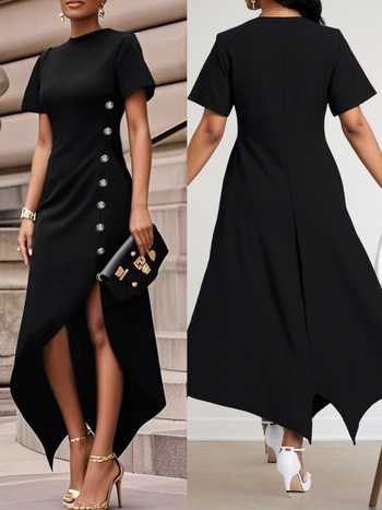 Prekogranična Amazon europska i američka ženska moda elegantna nepravilna haljina s ukrasom od bočnih gumba