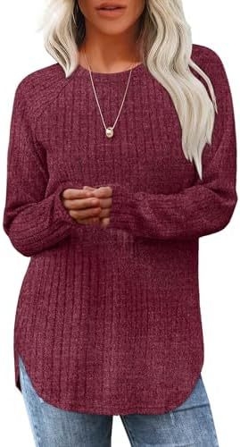 Široka majica s okruglim izrezom i zaobljenim rubom, raglan rukavima, pulover, Amazon europska i američka ženska modna ležerna odjeća