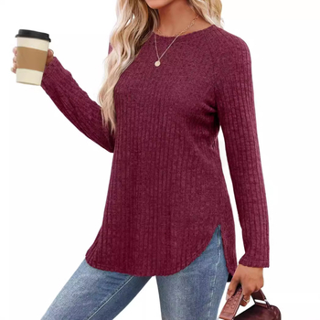 Široka majica s okruglim izrezom i zaobljenim rubom, raglan rukavima, pulover, Amazon europska i američka ženska modna ležerna odjeća